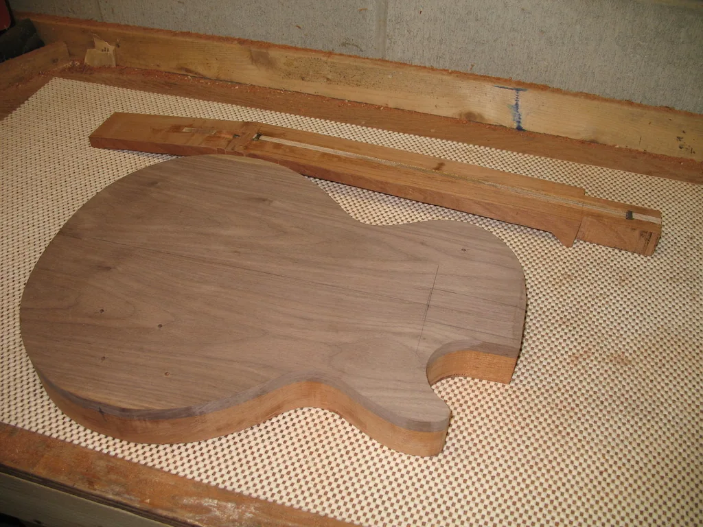 Mahogany body with the wiring channel routed before glue-up