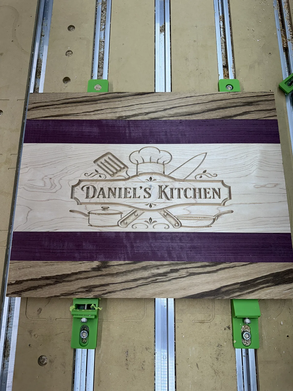 The glued-up cutting board blank milled and sanded to dimension
