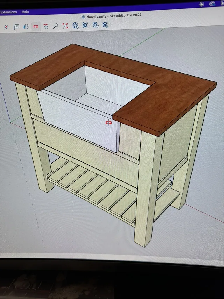 SketchUp 3D model of the vanity